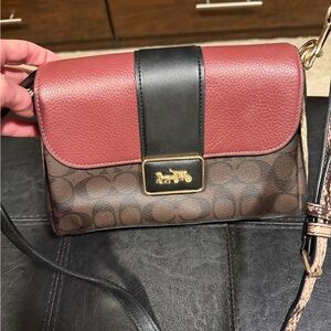 Coach Crossbody Bag - Burgundy and Brown